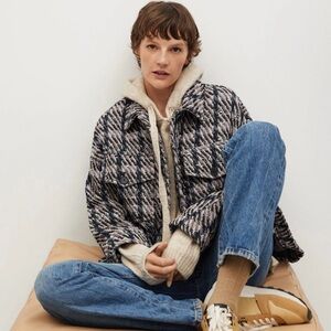 Mango Shimmery Tweed Patterned Jacket Size Small NWT